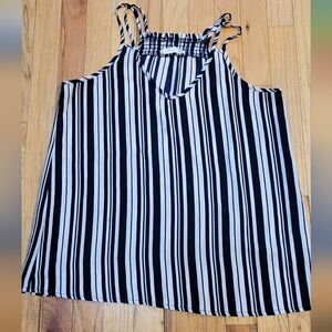 Pink Rose Black and White Striped Camisole